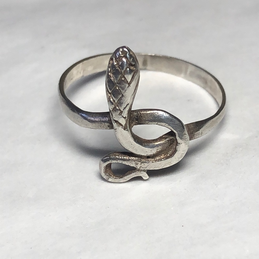 Silver Ring Bundle Aquamarine And Snake Rings - image 4